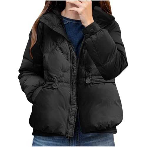 KUIH Ladies Coats Sale Clearance, Casual Puffer Jacket Padded Coat Long Sleeve Outerwear Ladies Winter Jacket Lightweight Warm Coat Outwear Lightweight Fluffy Coat Fashion Clothes Women's Gilets