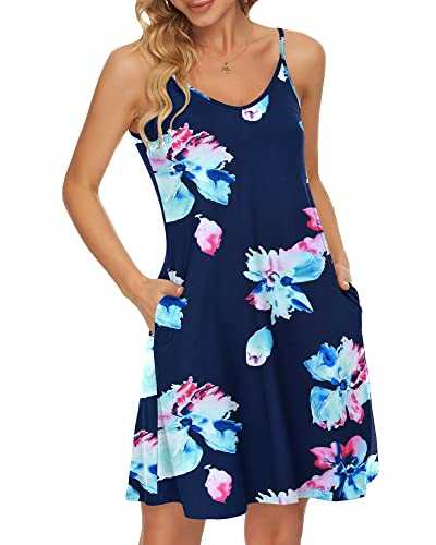 WNEEDU Womens Summer Spaghetti Strap Dress