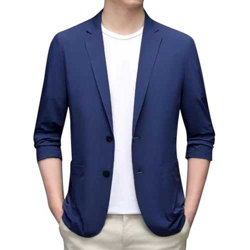 Men's Suits Slim Fit Single Breasted Lightweight Suit Men's Coats Slim Fitted Wedding Beach Casual Suits Button Up Gentleman Suit Pocket Jacket