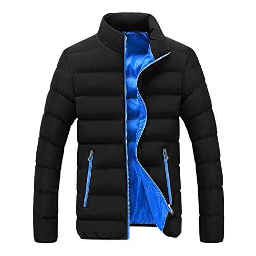 RLEHJN Mens Puffer Jacket, Winter Coats for Men UK Sale Clearance Outdoor Padded Down Jackets with Zipper Pockets Full Zip Quilted Coat Plain Comfortable Warm Outerwear for Travelling, Walking M-6XL