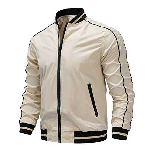 Men's baseball jacket, spring and autumn, thin, casual bomber jacket, lightweight jackets, bomber windbreaker jacket, spring and autumn jacket with full zip