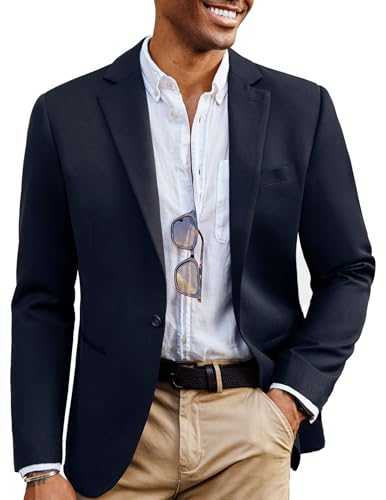 PJ PAUL JONES Mens Casual Sport Coats Wool Blend Blazer Jackets One Button Lightweight Business Suit Jackets