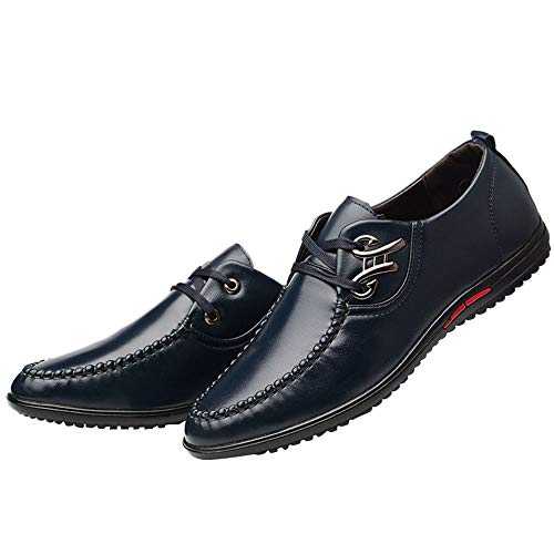 Dress Shoes for Men Business Loafers, Flat Casual Leather Oxford Wedding Classic Round Toe Comfortable Leather Shoes Uniform Vintage Office Summer Brogue Suit Jacket Non-Slip Shoes