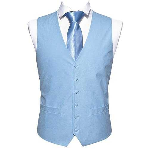 ZMIN Men Vest Suit Necktie Set Slim Fit V-Neck Waistcoat Casual Groom Wedding Party Designer