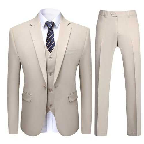 Allthemen Mens Suits Business 3 Piece Suits 1 Button Stretch Suits Solid Color Formal Classic Suit Blazer Waistcoat Trousers