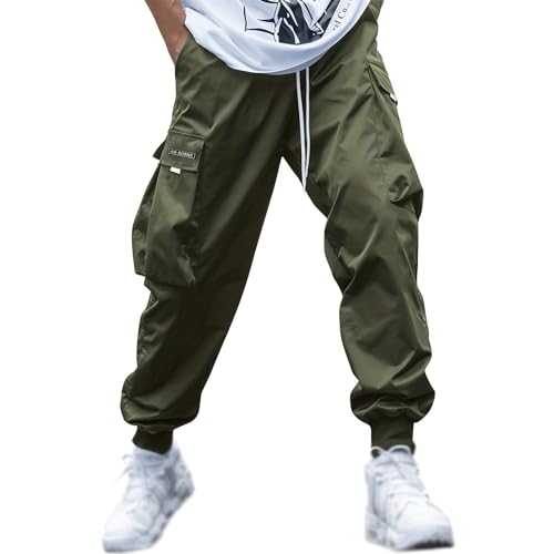 TOPJIAO Mens Cargo Pants Mens Work Jeans Lightweight Loose Straight Multi Pocket Cuffed Cargo Trousers Men Gardening Trousers Motorcycle Jeans for Men Summer Trousers for Men UK