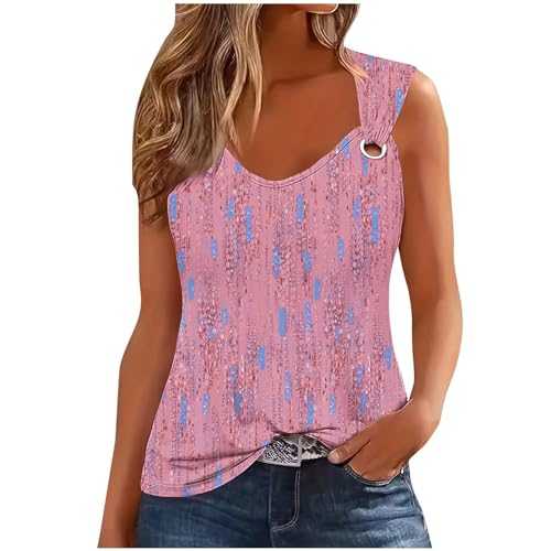 RLEHJN Vest Tops Women UK Sale Clearance Summer Plain Tank Tops V Neck Solid Color Camisole Casual Sleeveless Tunic Tops Comfortable Cami Basic Tees Loose Elegant Blouse Ladies Vest Tops S-XXL