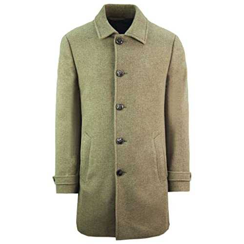 Hackett London Washed Wool Twill Button Up Mens Brown Coat HM402399R 951