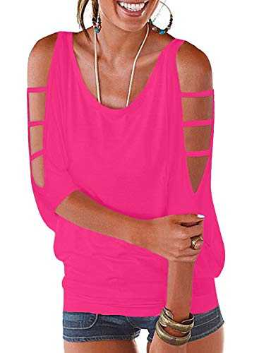 Ranphee Womens Tops for Summer Cold Shoulder Clothes Scoop Neck T Shirts Batwing Sleeve Blouse
