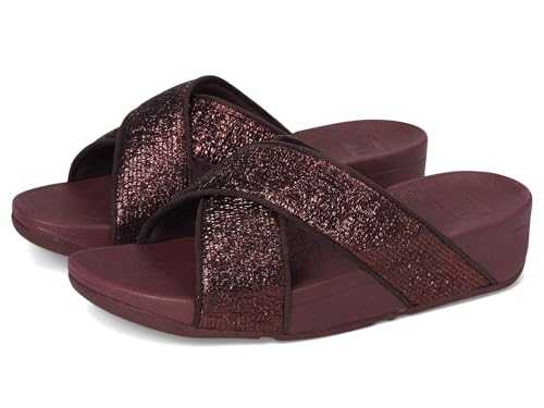 Women's Lulu Crinkled-Shimmer Cross Slides Wedge Sandal