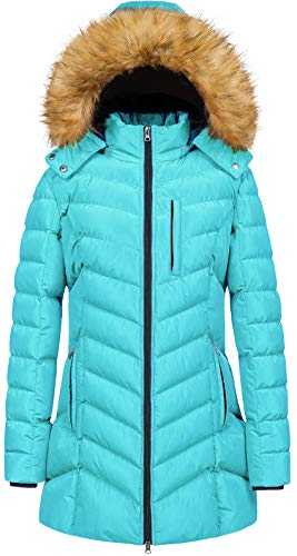 CREATMO US Women's Winter Hooded Coat Waterproof Warm Long Puffer Jacket Parka