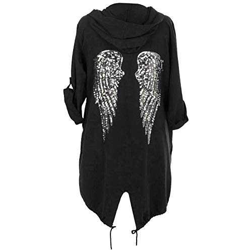 Top Fashion18 Womens Sequin Angel Wings Back Baggy Oversized Hoodie Cardigan Jacket Sweatshirt Top
