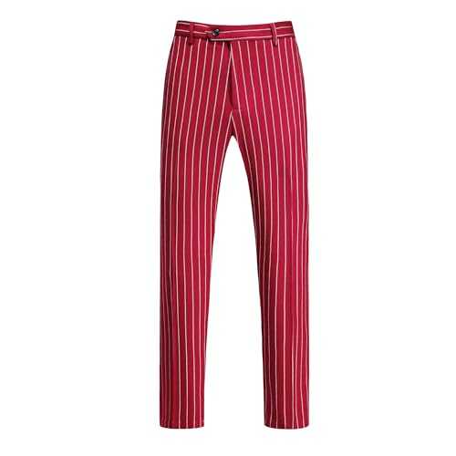 MOGU Men’s Striped Slim Fit Dress Pants – Adjustable Elastic Waist Pinstripe Suit Trousers, Business Casual Slacks