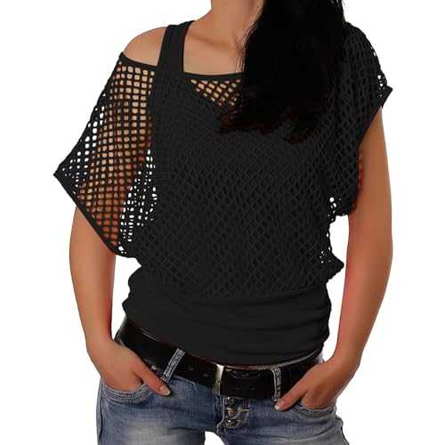 WWricotta Women 80s T Shirts Neon Fishnet Mesh Top Off Shoulder Tops for Women Western Women Top Shirts for Women Small