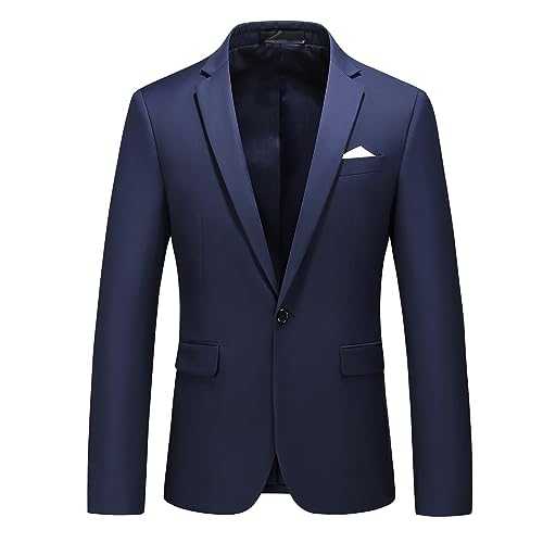 MOGU Mens Jacket with Single Button Lapel Blazer for Men Slim Fit Casual