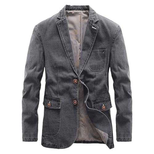Men's Business Casual Blazer Jackets Single Breasted Notched Collar Trench Coat Distressed Slim Fit Pea Coat