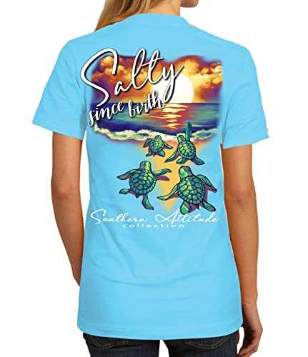 Southern Attitude Salty Since Birth - Sky Blue Women's T-Shirt