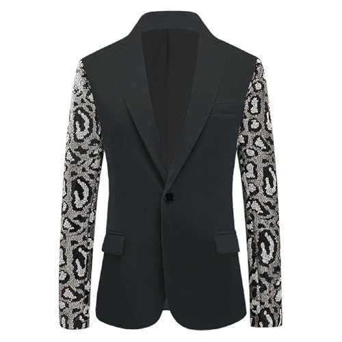 Suit for Man Mens Suit Show Dress Nightclub Casual Suit Dress Leopard Print Sequin Splicing Suit Leisure Suits for Men