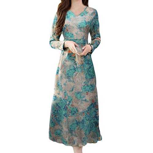 Summer Midi Dress Women Women Printing Dress Lady Long Elegant V-Neck Women's Dress Dresses Midi Long Sleeves