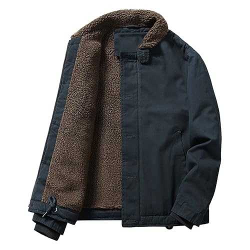 Cocila Lamb's Wool Short Jacket Men's Winter Thickened Collar Padded Workwear Pilot Jacket Cotton Clothing Lambswool Cotton Jacket Senior Jacket Fishing Hoodies Men