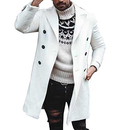 Long Winter Coat For Men | Mens Jackets Smart Casual Winter Trench Coat 3/4 Long Pea Coat Double Breasted Lapel Frock Coat Comfortable Thermal Jacket Elegant Business Casual Coats Sport Coat