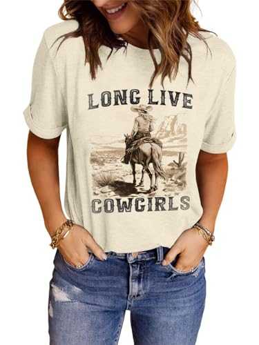 LINDOCITA Womens Western Cowgirls Graphic Shirts Teen Girls Cute Country Music Short Sleeve Tshirt Tees