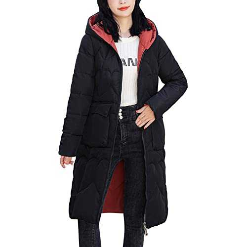 Knee Length Coat For Women Women'S Hooded Puffer Down Coat Long Winter Jacket Women'S Winter Long Down Jacket With Hood Plus Sizes Windproof Winter Mid Length Long Sleeves Overcoat