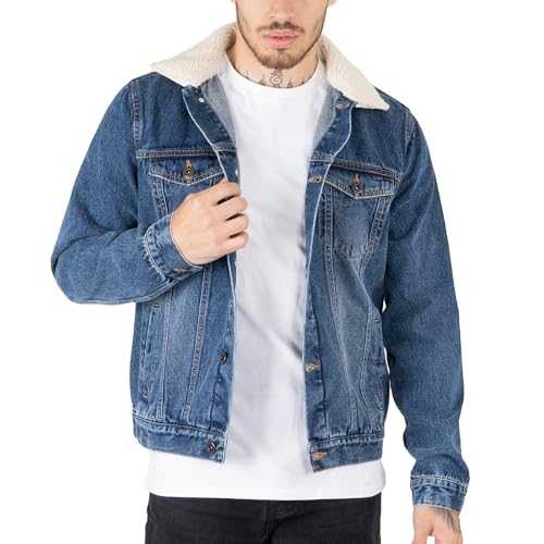 NOROZE Men's Western Style Jacket Detachable Sherpa Collar, Jean Jackets Denim Classic | Trucker Jackets Winter Casual Coat Warm UK Sizes S-XXL
