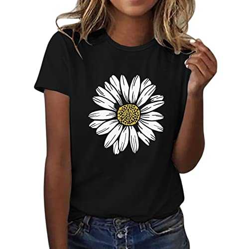 Cocila Women's Tops and Blouses Plus Size Loose Blouse Tops Girl Short Sleeve Graphic Casual Tees Elegant T Shirts for Women UK Summer Plain Floral Printed Shirts