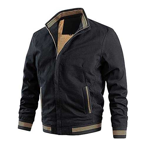 Mens Barbour Jacket - Leisure Sports Top Plus Velvet Zip Pocket Stand-Up Collar Jacket Blouse for Men Jacket No Hood