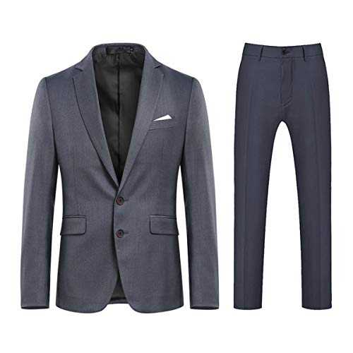 Mens 2 Piece Slim Fit Suit Set 2 Button Blazer Jacket Trousers Wedding Business Dress Tuxedo