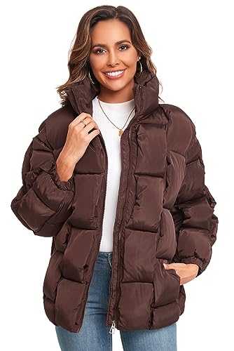 Epsion Womens Winter Casual Puffer Jacket Padded Long Sleeve Full Zipper Stand Collar Pockets Quilted Coats Outwear