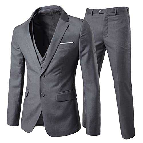 Cloudstyle Mens Suits 3 Piece Regular Slim Fit Formal Wedding Suit Men Blazer Jackets Waistcoat Trouser