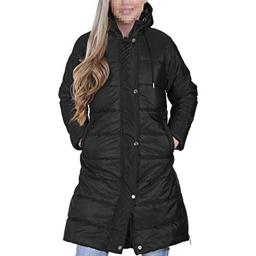A2Z Ladies Adults Girls Long Sleeves Jacket Black Oversized Hooded Quilted Padded Long Line Vest Jacket Long Coat Urban Winter Wear