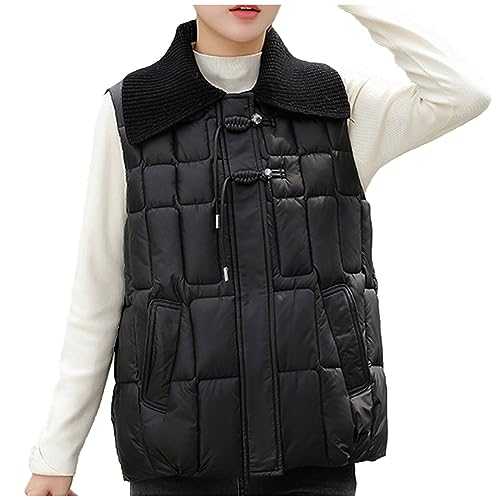 AMhomely Women's Puffer Gilets Sleeveless Thicked Outdoor Cardigan Jackets Puffer Outerwear Baggy Breathable Longline Overscoats Body Warmer Outwear 2023 Winter Oufits