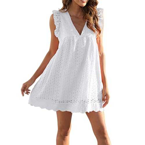 Skang women's summer dresses Women's Lace Jacquard Cutout Pocket Liner Shorts V Neck Plus Size Dress Baggy dress