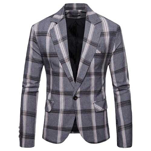 Men's Vintage Checked Blazer Slim Fit Casual Jackets Striped Men Spring Autumn Suit Jacket Suit Jacket for Everyday Business Wedding Party