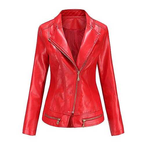 Leather Jacket Women UK Sale Clearance Zip Up Biker Moto Jacket Short Bomber Jacket Motorcycle Jacket Classic Outwear Coat