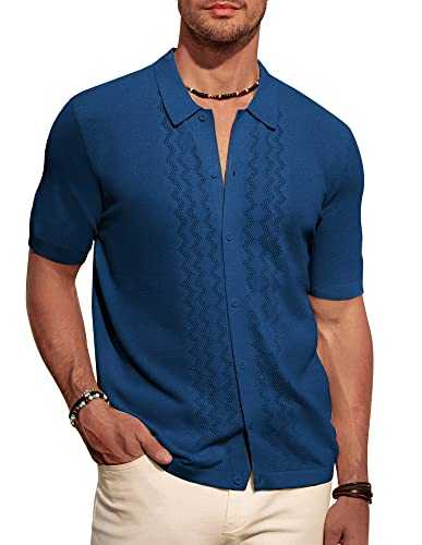 PJ PAUL JONES Men's Polo Shirts Breathable Knit Shirt Vintage Knitted Shirt Short Sleeve Hollowed Out Clothing