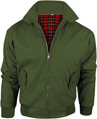 Harrington Jacket with Tartan Lining British Made Mens Zip Up Classic Bomber