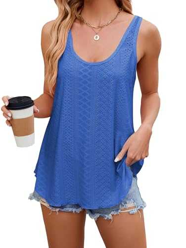 iChunhua Scoop Neck Eyelet Embroidery Vest Tops for Women UK