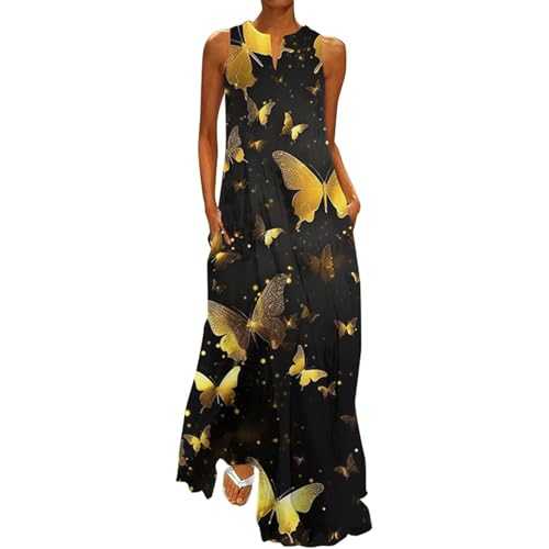 AMDOLE Women's Summer Dresses Printed V Neck Skirt with Large Skirt Women's Cotton Summer Dresses