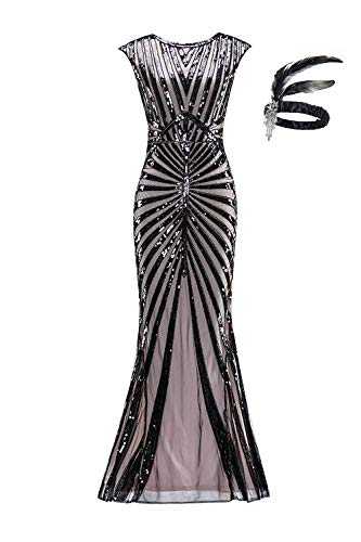 Women 1920s Gatsby Flapper Dresses Sequin Mermaid Formal Long Plus Size Evening Gown Dress