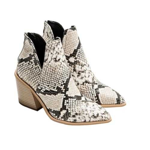 Holibanna Short Chunky Heel Pointed Toe Boots Ankle Boot Shoes Toe High-heeled Booties Autumn Ladies Short Boot Animal Ankle Boots Fashion Boot Women Boot Leopard Upper Material: