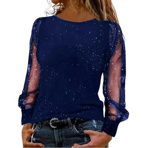 WILLBEST Womens Sequin Tops Off Shoulder Long Sleeve Sparkly Sequined Blouse Elegant Shining Glitter Tunic Sparkling Party T Shirt