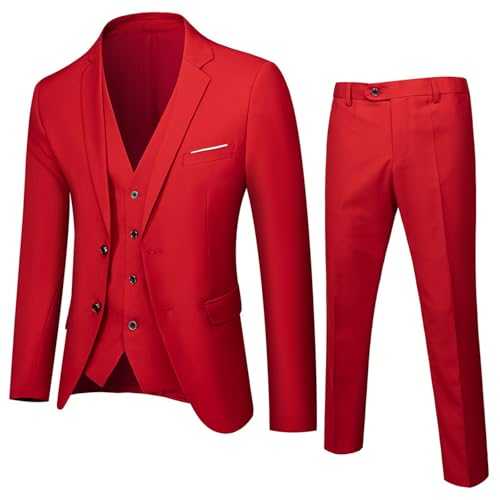 Generisch Men's Slim Fit 3-Piece Suits Men's Suit Jacket for Wedding Business Fit Wedding Suit Blazer Groom Modern Party Shawl Collar Checked Tweed Trousers