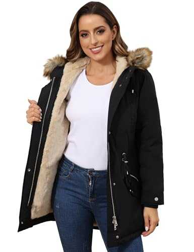 Royal Matrix Women’s Warm Winter Parka Coat Hooded Sherpa Lined Winter Jacket with Zip Pockets