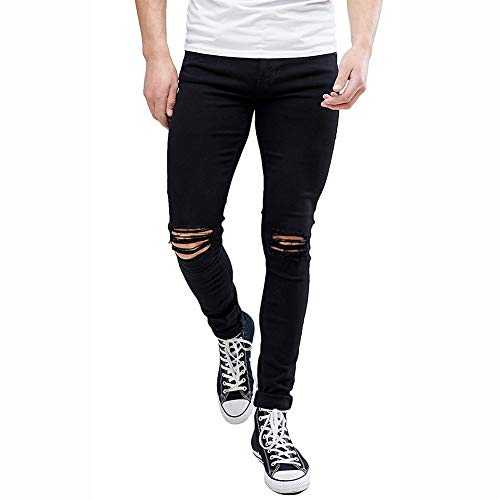 LONGBIDA Men's Ripped Jeans,Slim Fit Distressed Stretch Denim Pants Y2K Cargo Skinny Jeans for Men 2024
