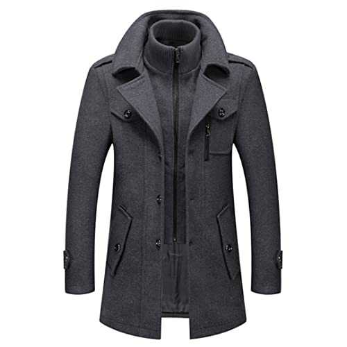 Winter Wool Coat Men Double Collar Thick Jacket Single Breasted Trench Coat Men Fashion Wool Blends Overcoats