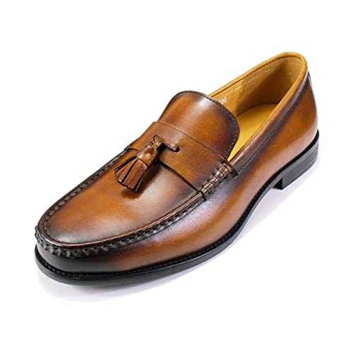 Men's Loafers Classic Tassel Leather Handmade Leather Shoes Brown